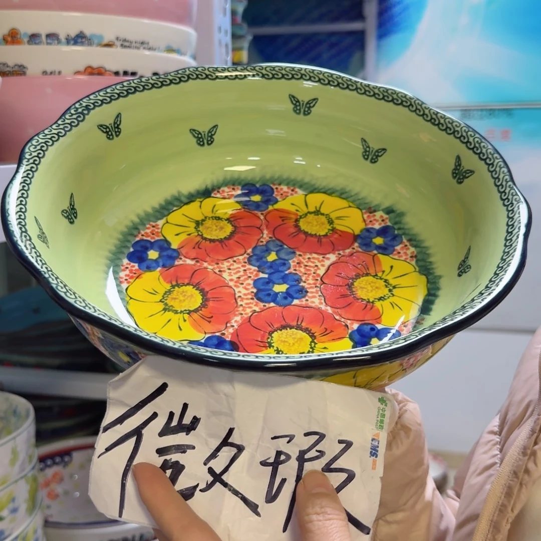 瓷片乖***麻微瑕11.5英寸莫妮卡大盆一只