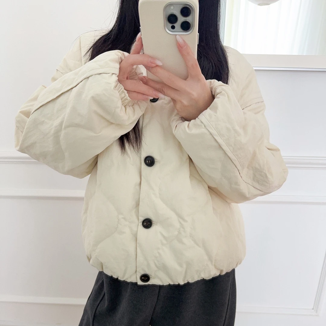 C家休闲版型宽松简约百搭绗缝羽绒服夹克圆领上衣小个子冬季新品