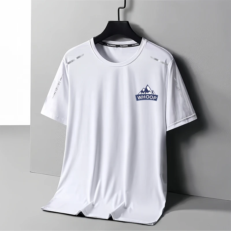 男士短袖t恤夏季潮牌冰丝薄款圆领宽松速干体恤夏天百搭休闲上衣