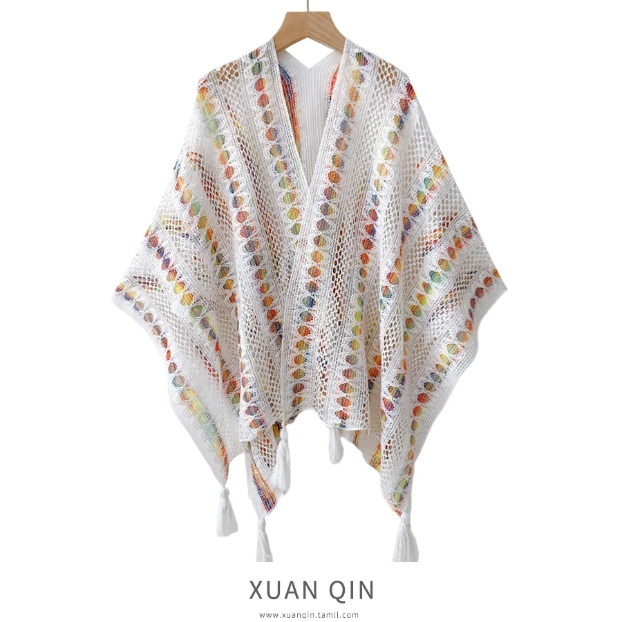 春夏薄款镂空外搭披肩女新疆西藏披风斗篷青海云南装饰围巾民族风