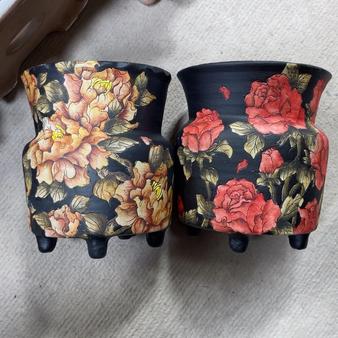 紫砂花盆元****^陶瓷多肉花盆瑕疵