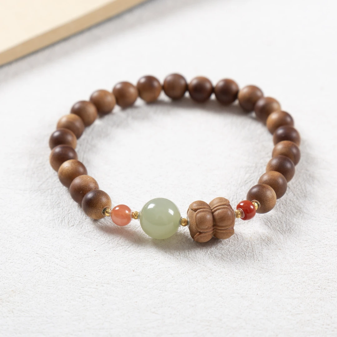 非金属木质手链 森活林 老山檀步步生莲手串 卡0.6时尚手链