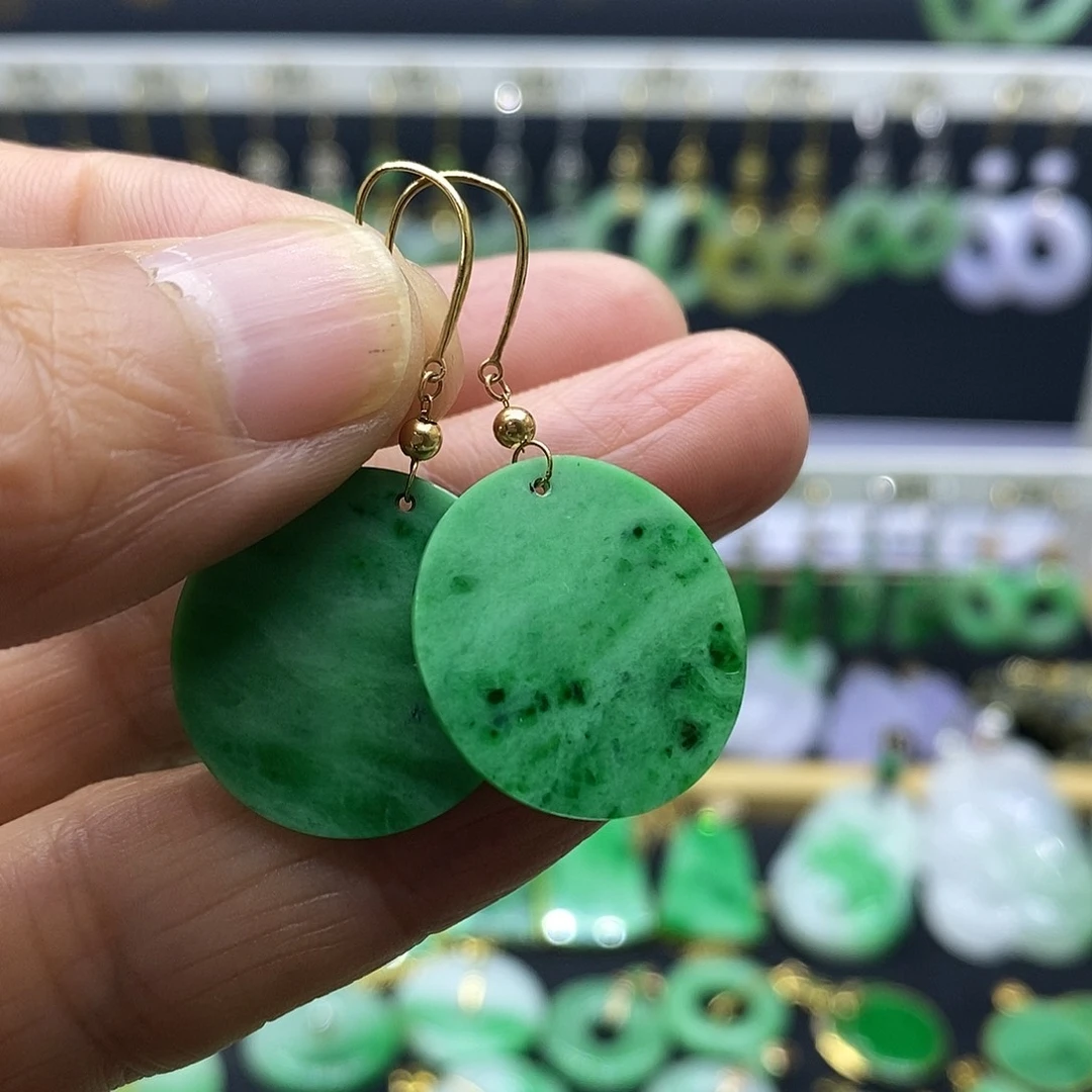 翡翠18K金镶嵌耳饰耳饰