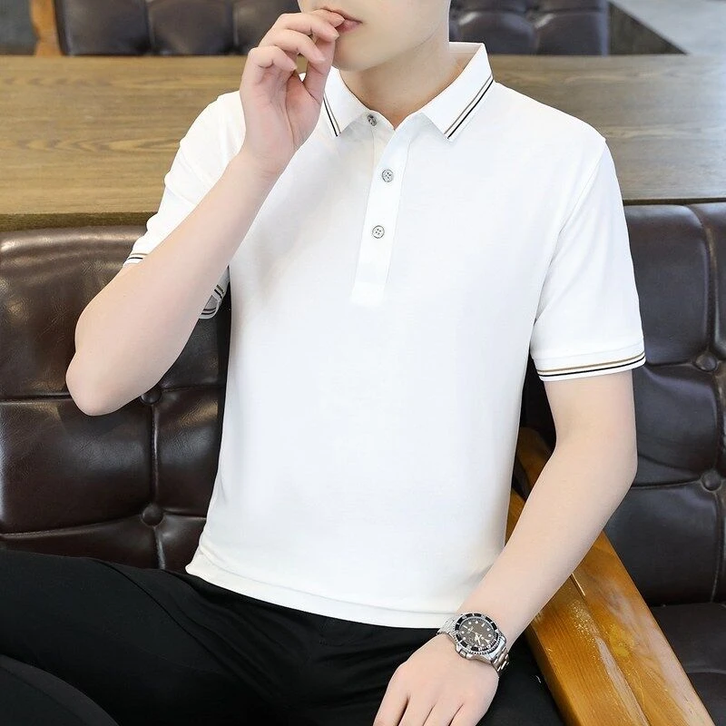 2025年夏季新款翻领休闲短袖无痕凉感丝滑商务休闲百搭纯色polo衫