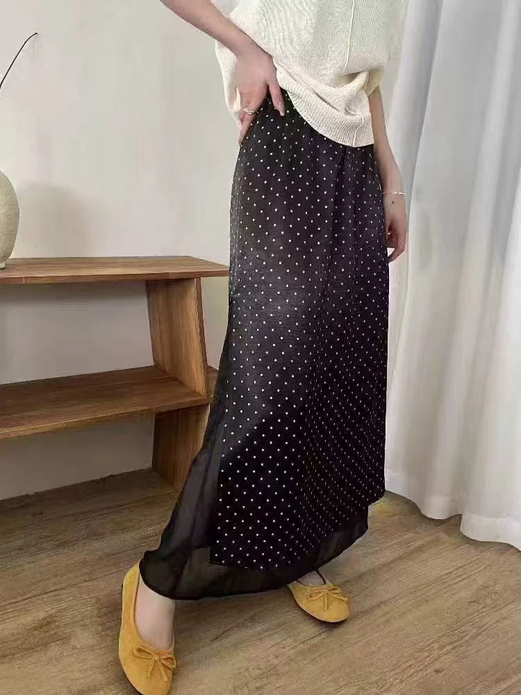 韩系松紧腰网纱拼接半身裙（8139）