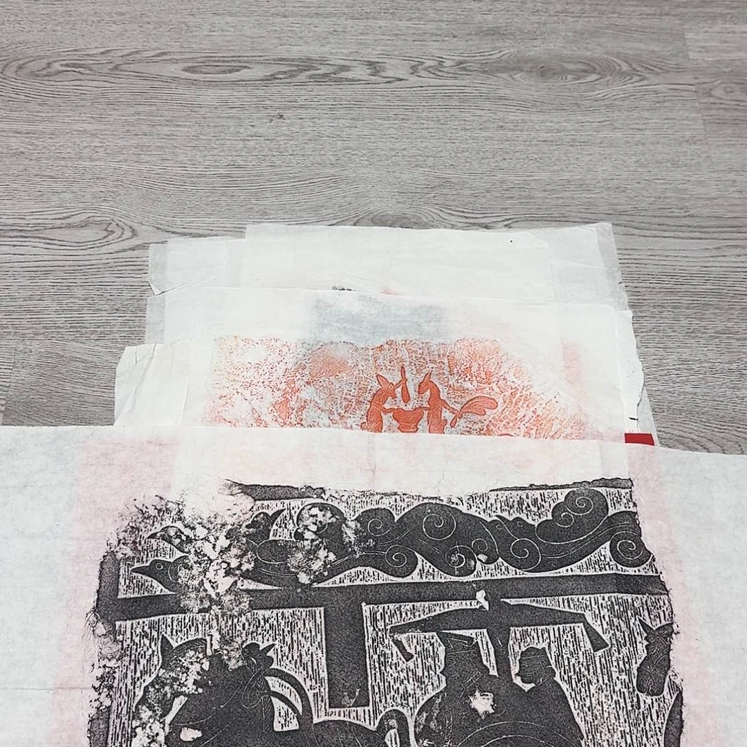 拓片用纸印石车马出行图