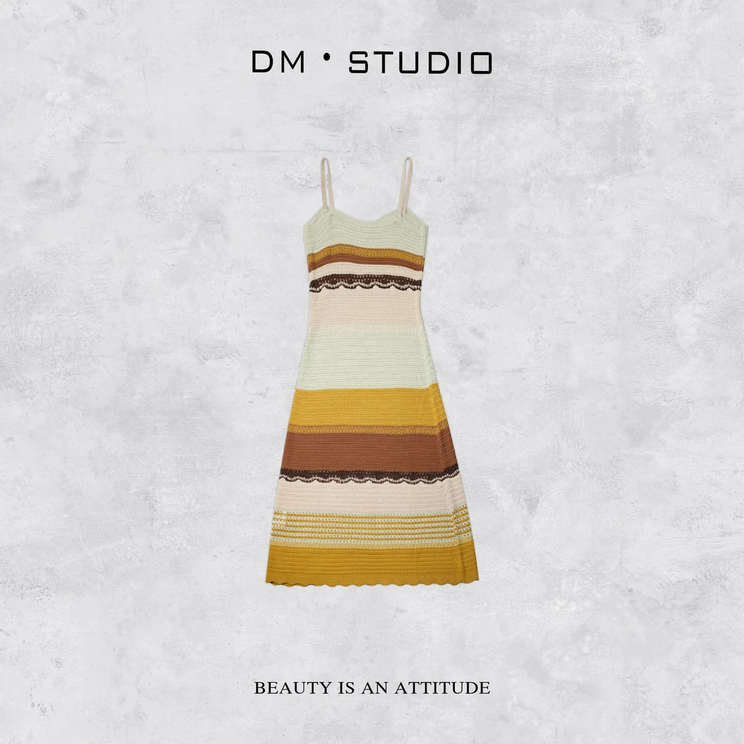 DEDM-DM•STUDIO/气质高级感减龄撞色条纹吊带针织连衣裙（86002J）