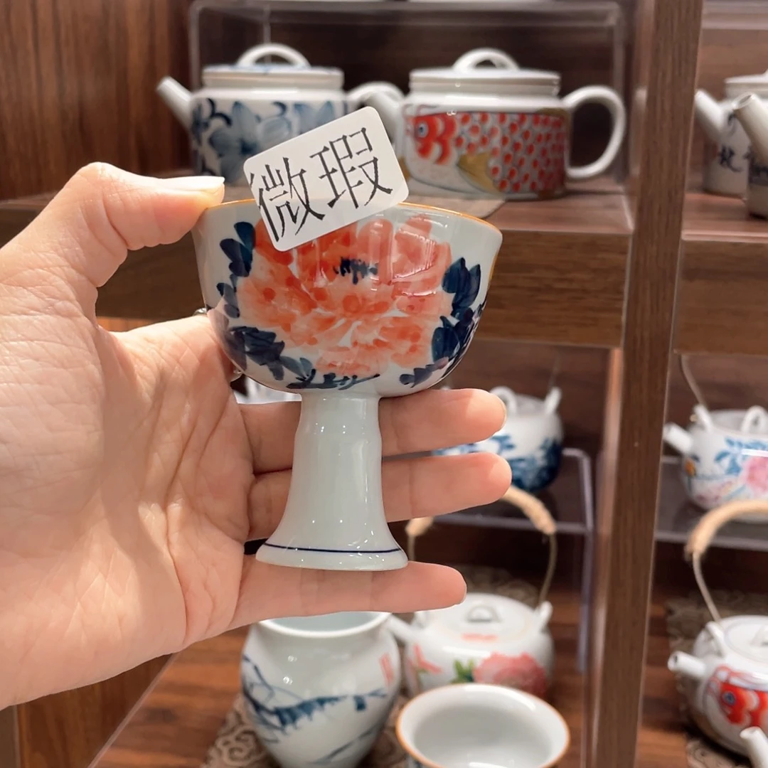 釉下彩纯手绘有瑕