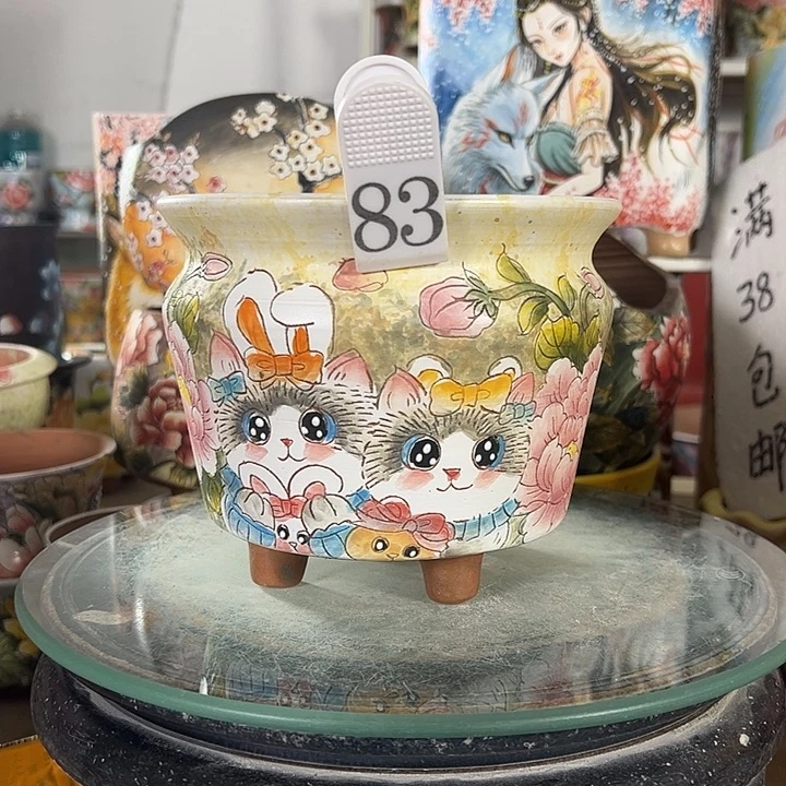 @***萝满38包邮景德镇手绘花盆