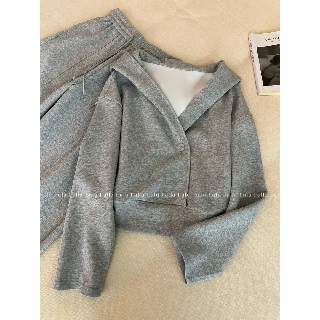 清仓！NO退换 韩里韩气立裁无角松驰感运动休闲卫衣套装  A5951