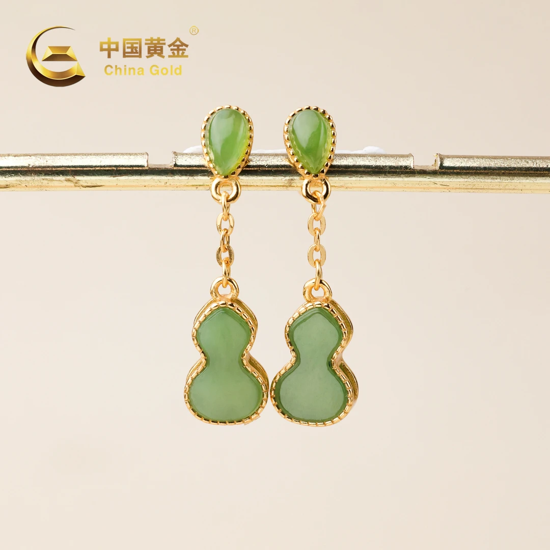 【中国黄金】跃帆 | 和田玉*耳饰*S925银镶嵌-R1937-格