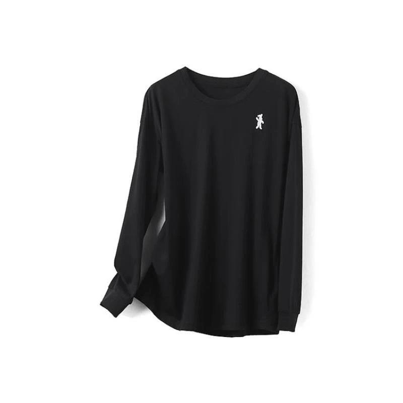 13767【木系列】黑色刺绣休闲T恤21311217T1