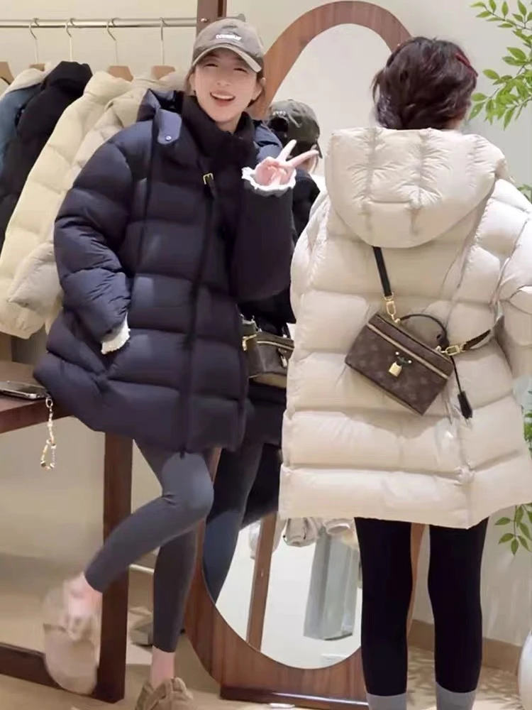 颖颖家#奶昔冬日帽子羽绒温柔新标90羽绒服气质百搭中长款