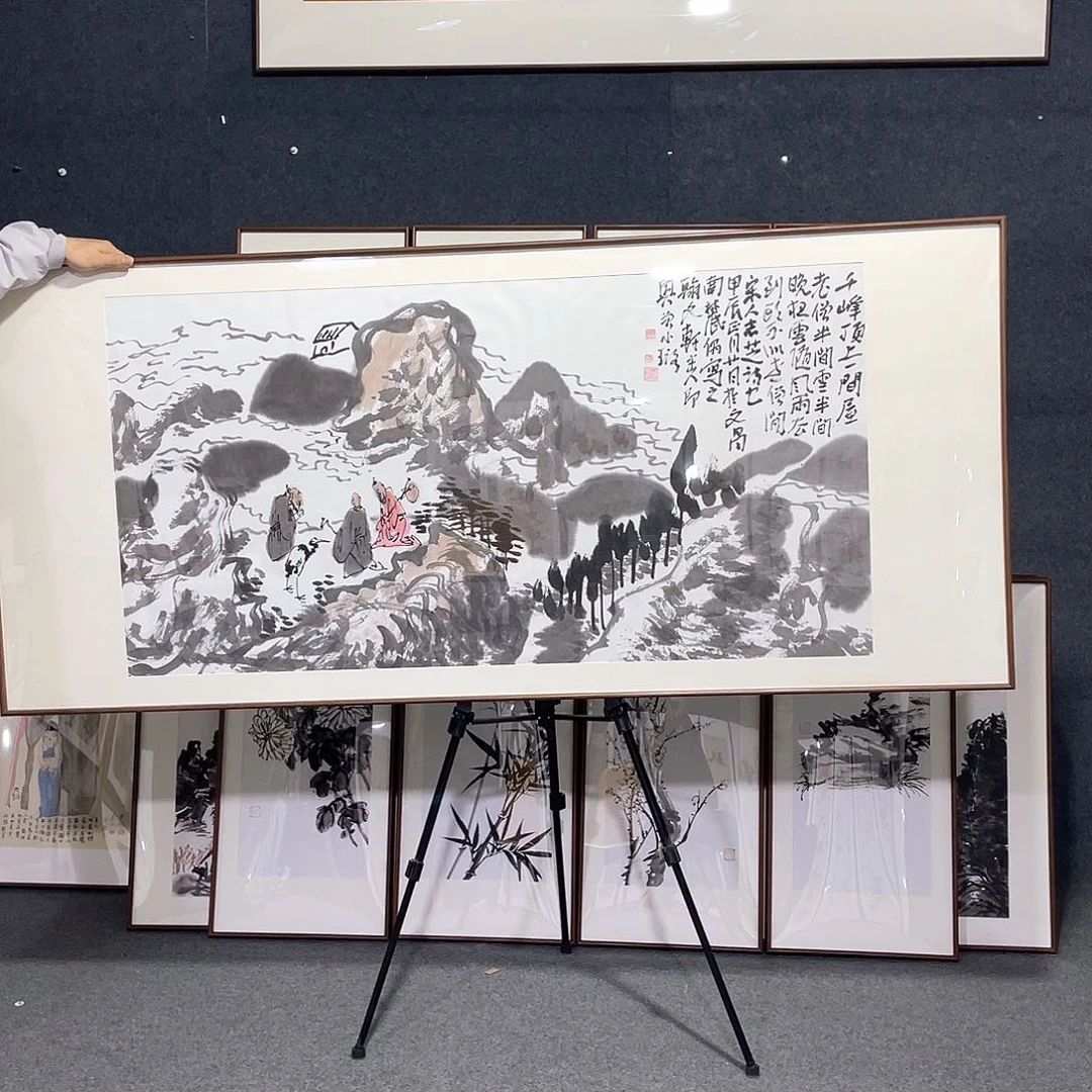 国画手绘画作品带框
