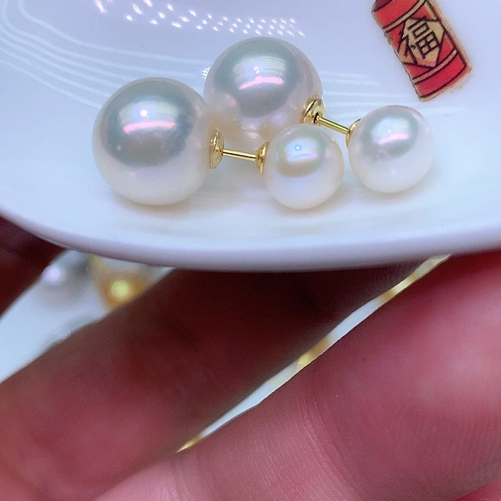 银S925镶嵌耳饰淡水珍珠