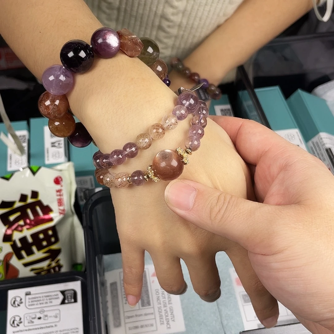 水晶手串银S925镀金镶嵌