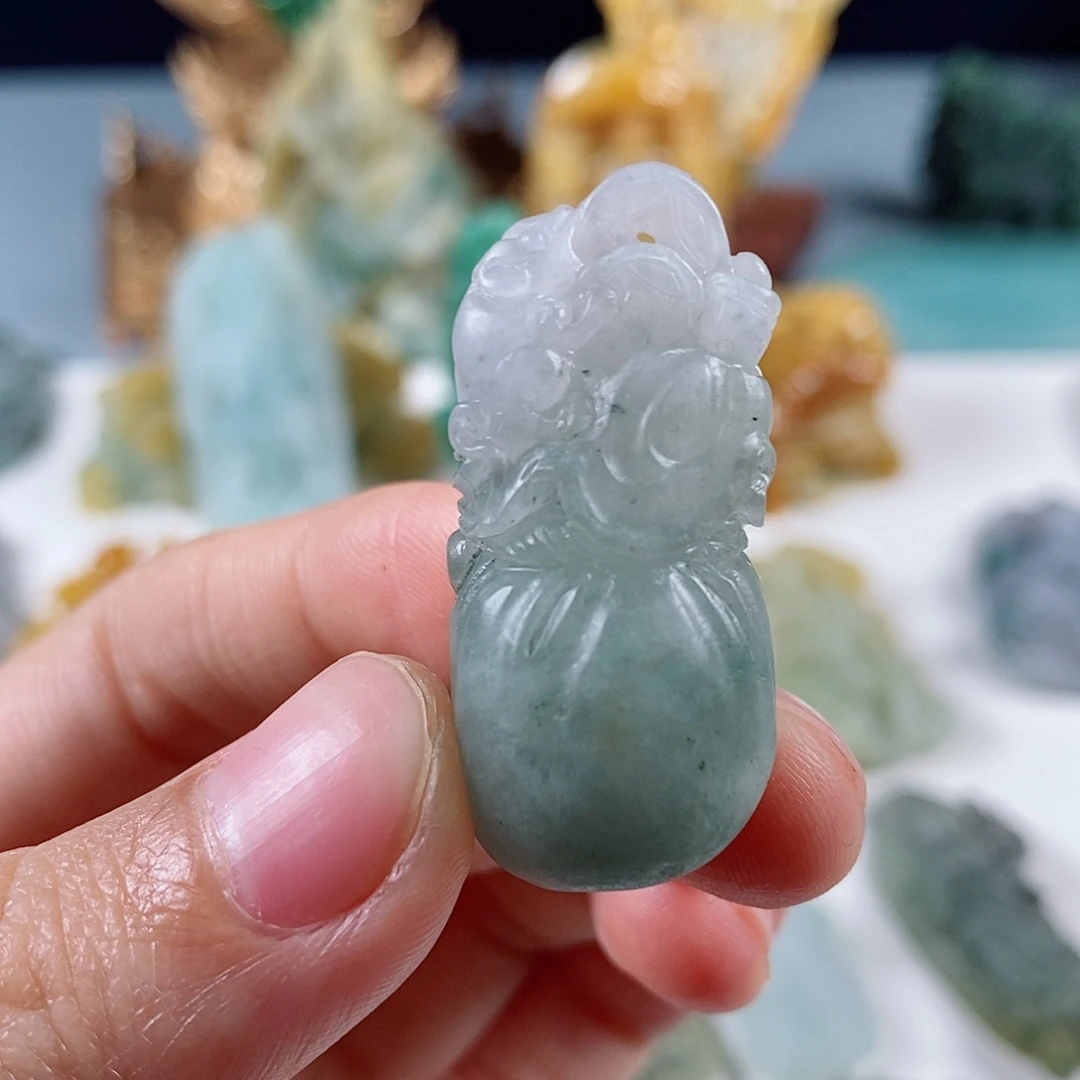 定制翡翠未镶嵌天然a货翡翠冰钱袋子