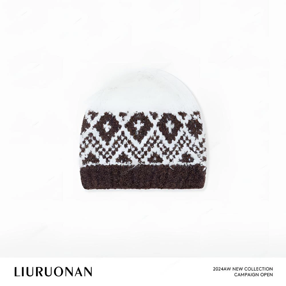 LIURUONAN 24AW 【小岛帽子】冬季百搭提花冷帽女保暖帽