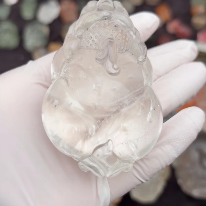 水晶未镶嵌珠宝半成品白水晶貔貅摆件