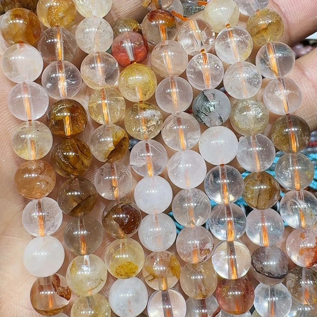 玛瑙/玉髓未镶嵌珠宝半成品黄胶花8mm一条