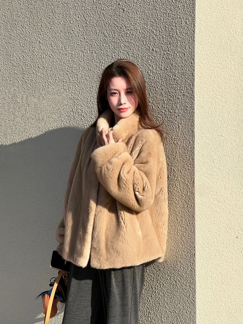 卡卡 【弦上春雪】紫标天鹅绒整貂时尚年轻款毛皮草外套女