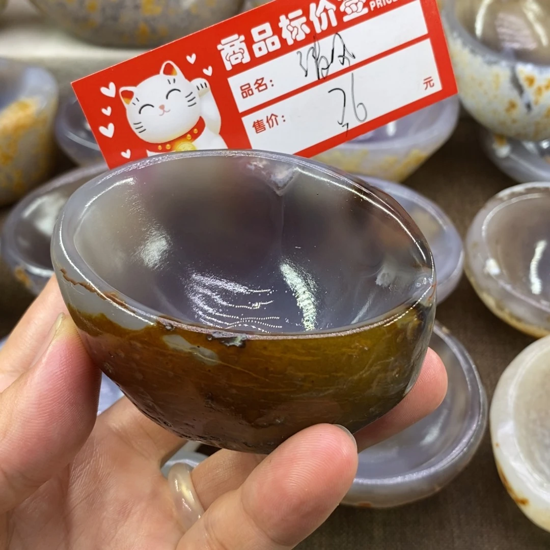 清***月玉原石手工制品石碗