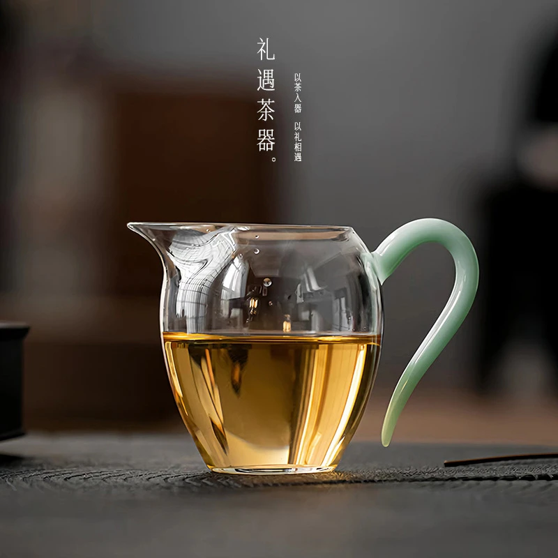 茶具 公道杯 加厚耐热分茶器绿色日式公杯茶杯专用高档大号防烫