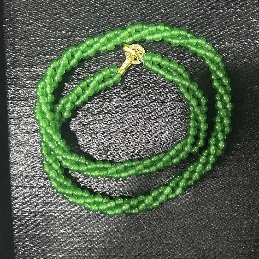 XM1034绿色扭扭链小米珠项链