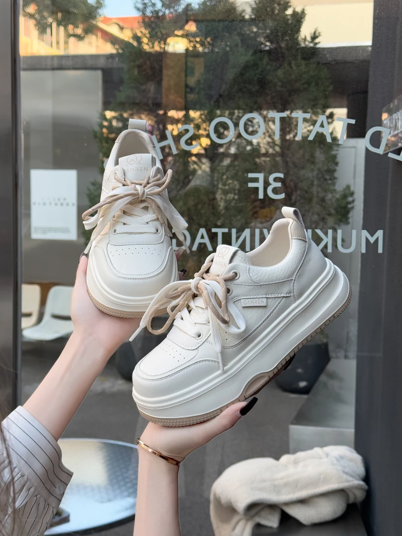 （三种鞋带穿法）秋实大码女鞋（超轻底）40-43码小白鞋单鞋868