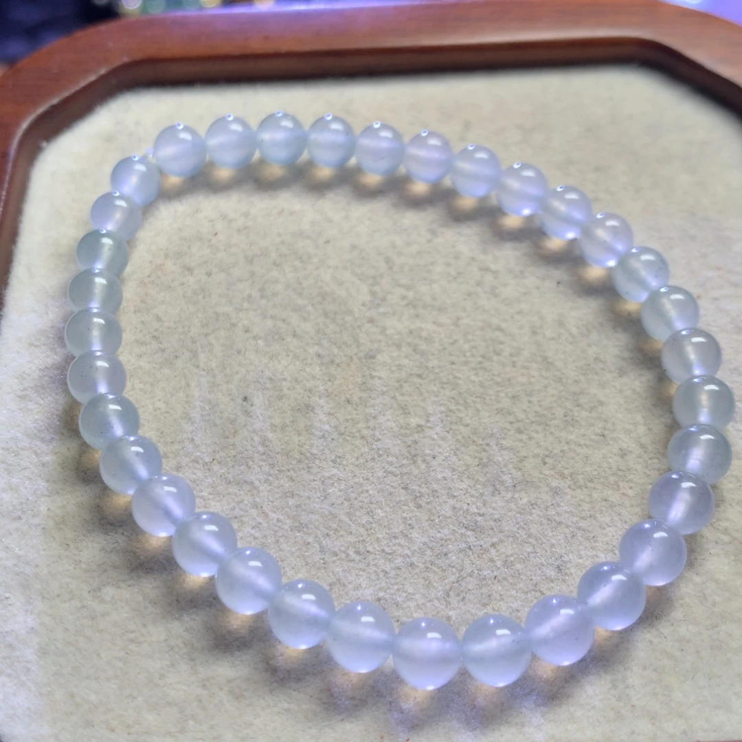 翡翠未镶嵌手链高冰白冰5mm