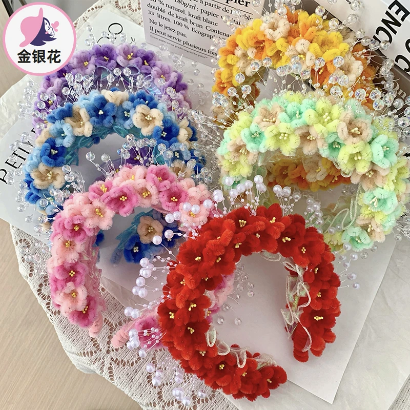 成品扭扭棒发箍手工DIY材料包百搭甜美少女心头箍拍照神器1420