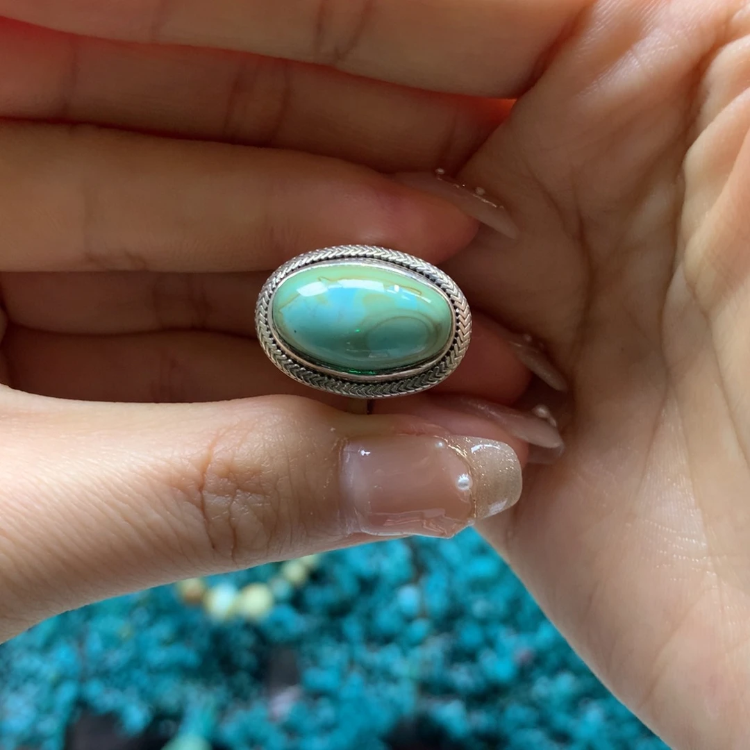 绿松石戒指银S925镶嵌