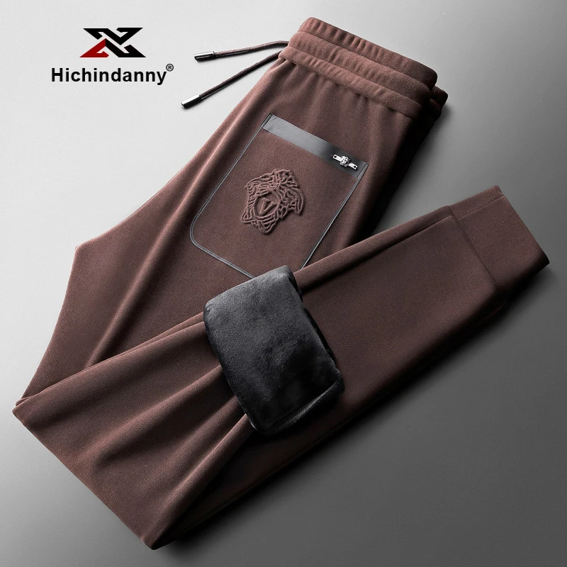HICHIN男士加绒加厚运动裤冬季保暖双面绒休闲裤轻奢时尚小脚卫裤
