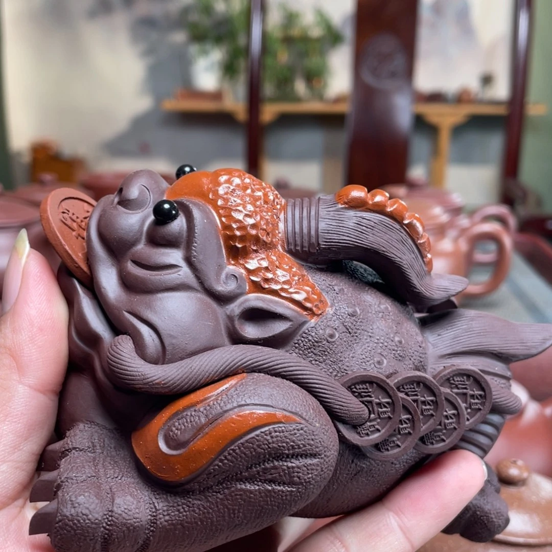 紫砂茶壶文**光紫泥金蟾