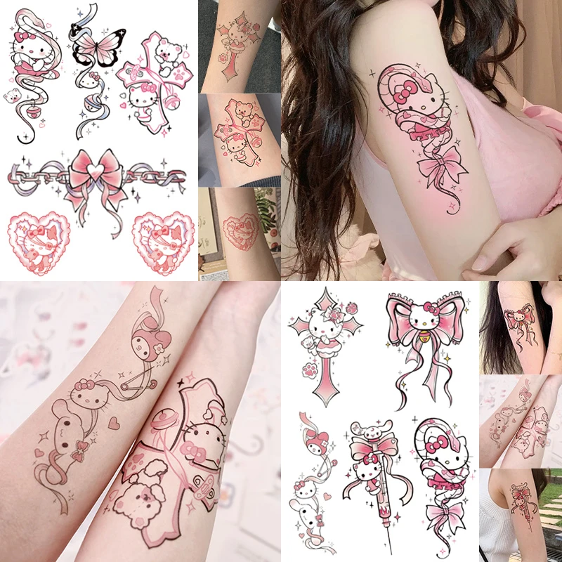 hellokitty纹身贴防水持久逼真女生纹身小图炫彩彩色可爱手臂可洗
