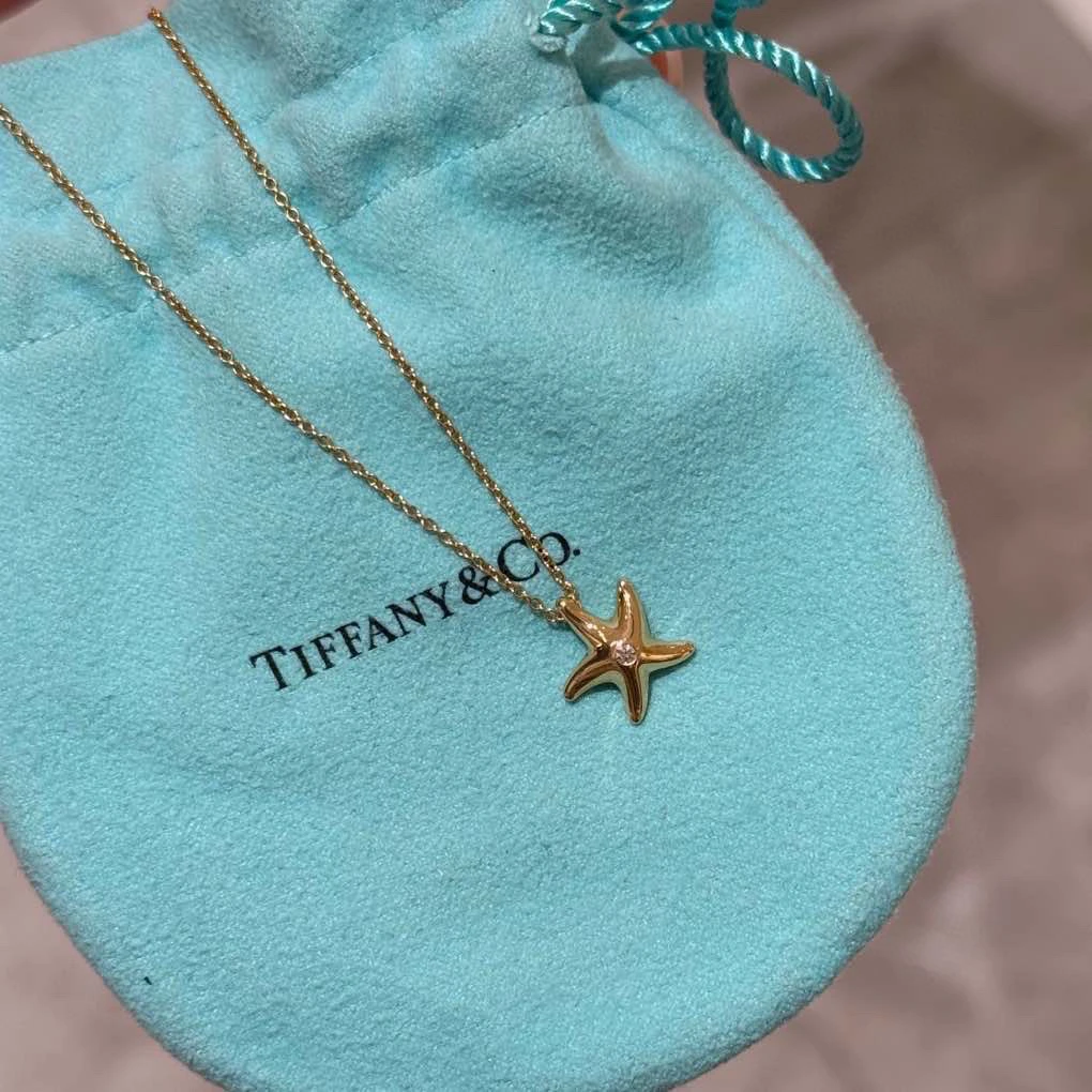 99新 Tiffany & Co./蒂芙尼  玫瑰金海星单钻项链