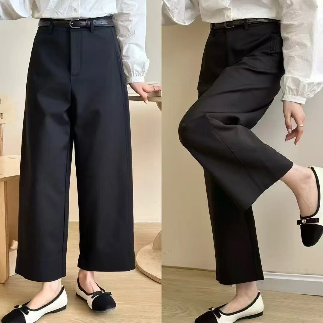 2025豆豆精选0125高腰显瘦直筒休闲裤宽松百搭通勤九分阔腿裤