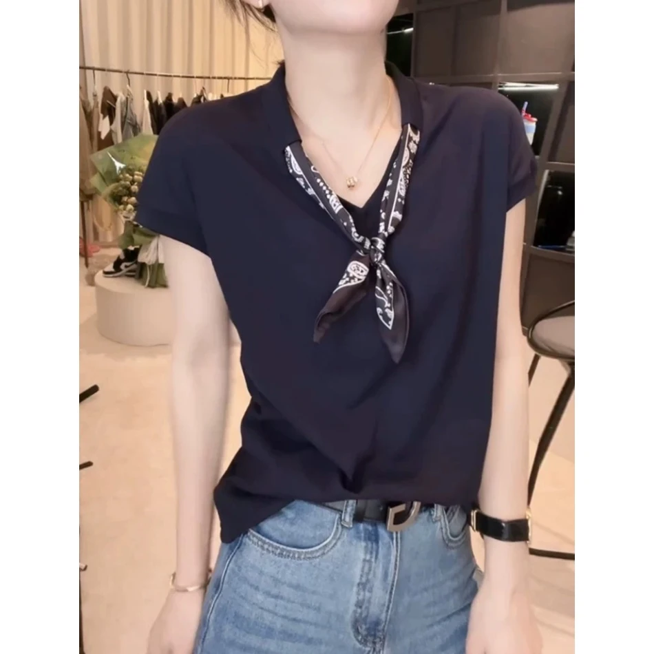 2025夏款V领设计感时尚百搭坎肩飞飞袖短袖显瘦上衣女