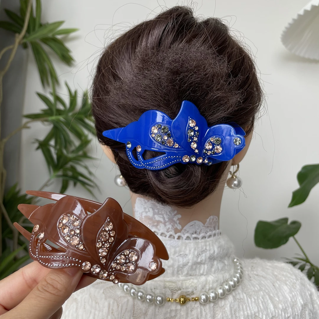 韩国水钻发饰品韩版大号盘发鸭嘴夹鱼嘴夹子发卡妈妈头饰后脑勺夹