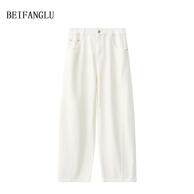 北方鹿【窄版弯刀裤】棉感斜纹百搭显瘦春夏宽松阔腿牛仔裤女W9297