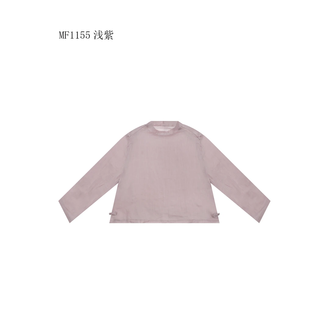【麻訪家】MF1155浅紫春夏文艺简约休闲百搭长袖上衣