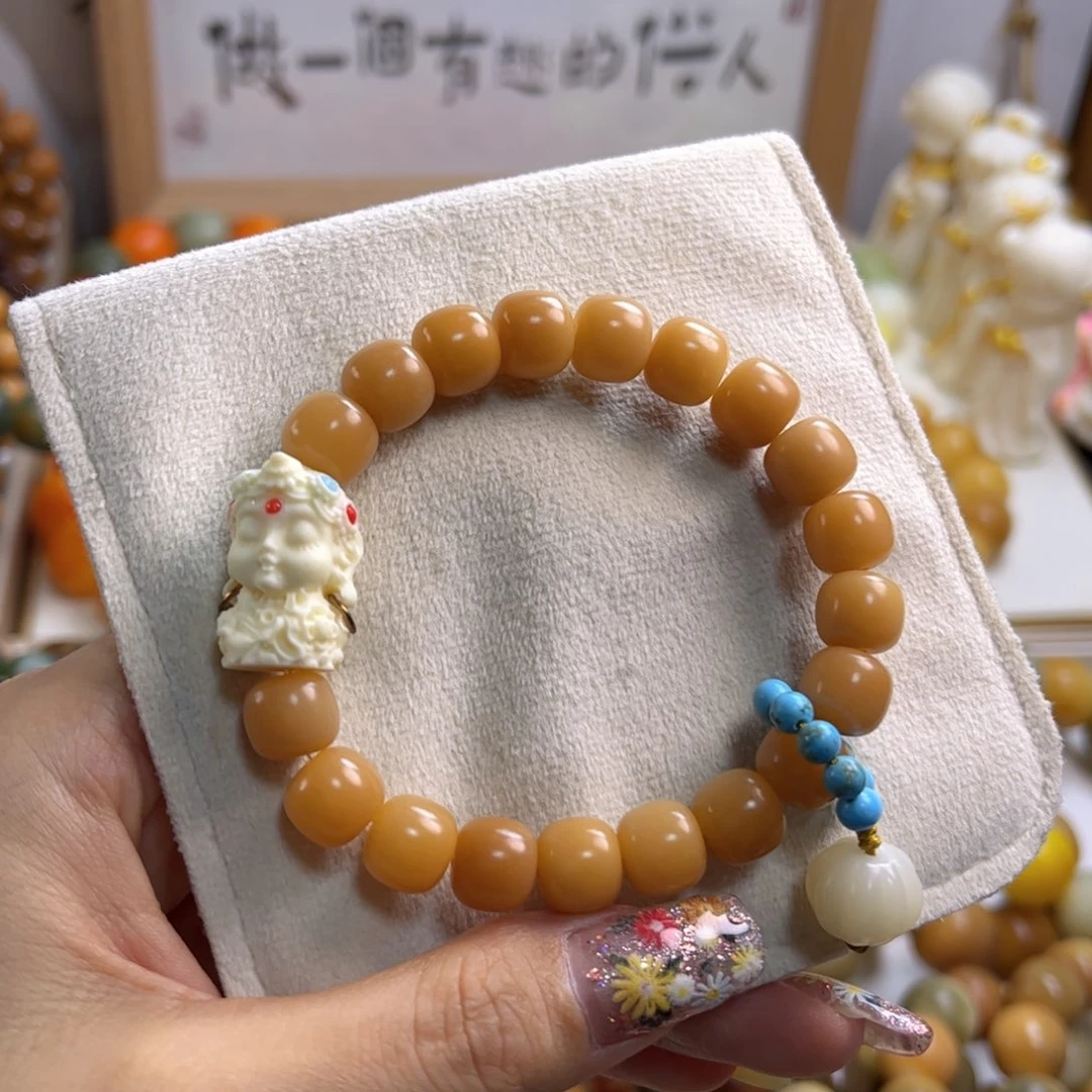 菩提根/象牙果手串落地果风化奶黄干磨10