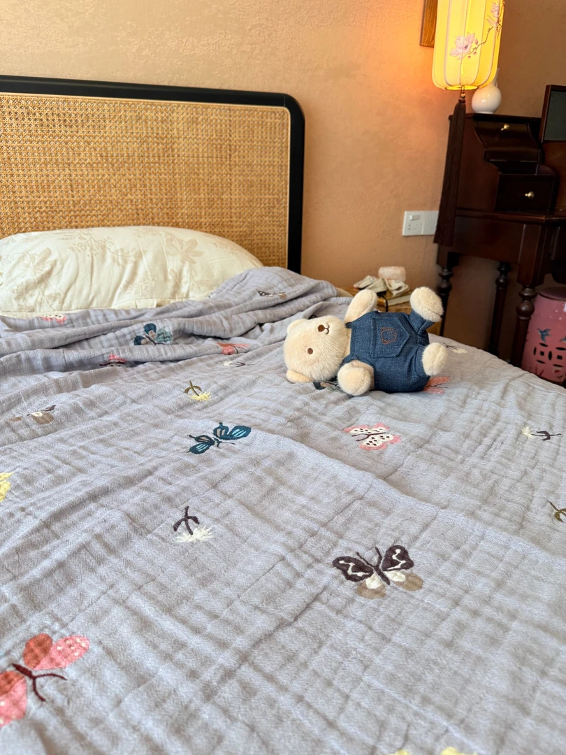 【FRER HOME】韩系纯棉四层多功能纱布被/毯子夏凉被 秀锦蝴蝶