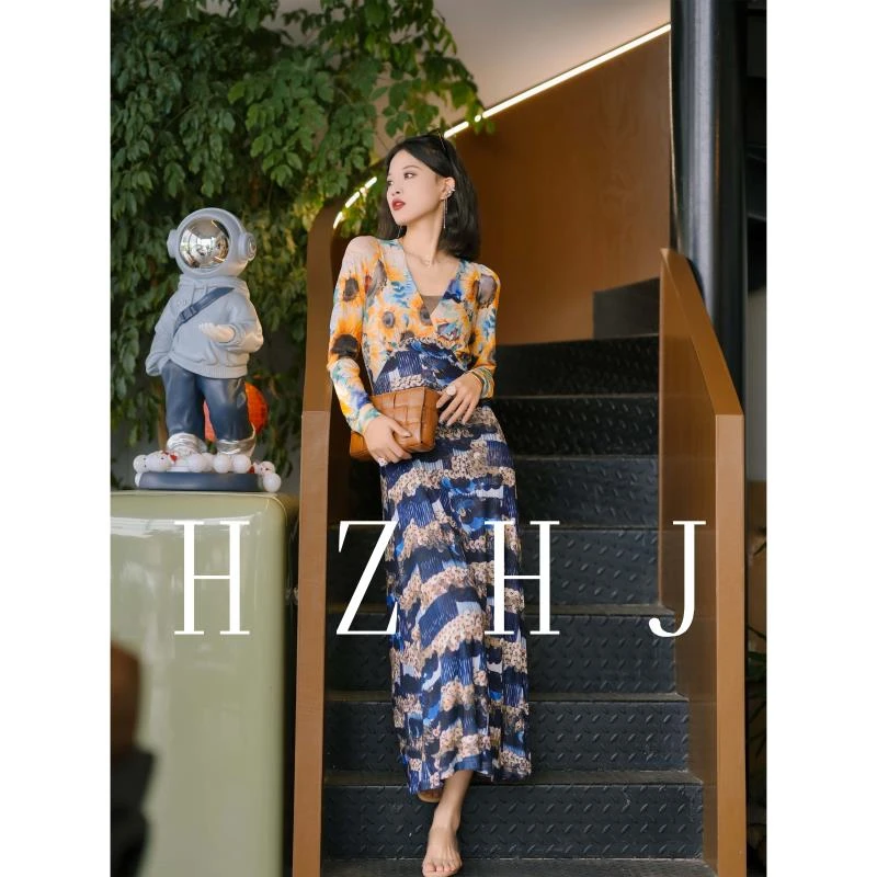 HZHJ新款原创设计 向日葵 连衣裙设计师款秀御姐高定走秀492