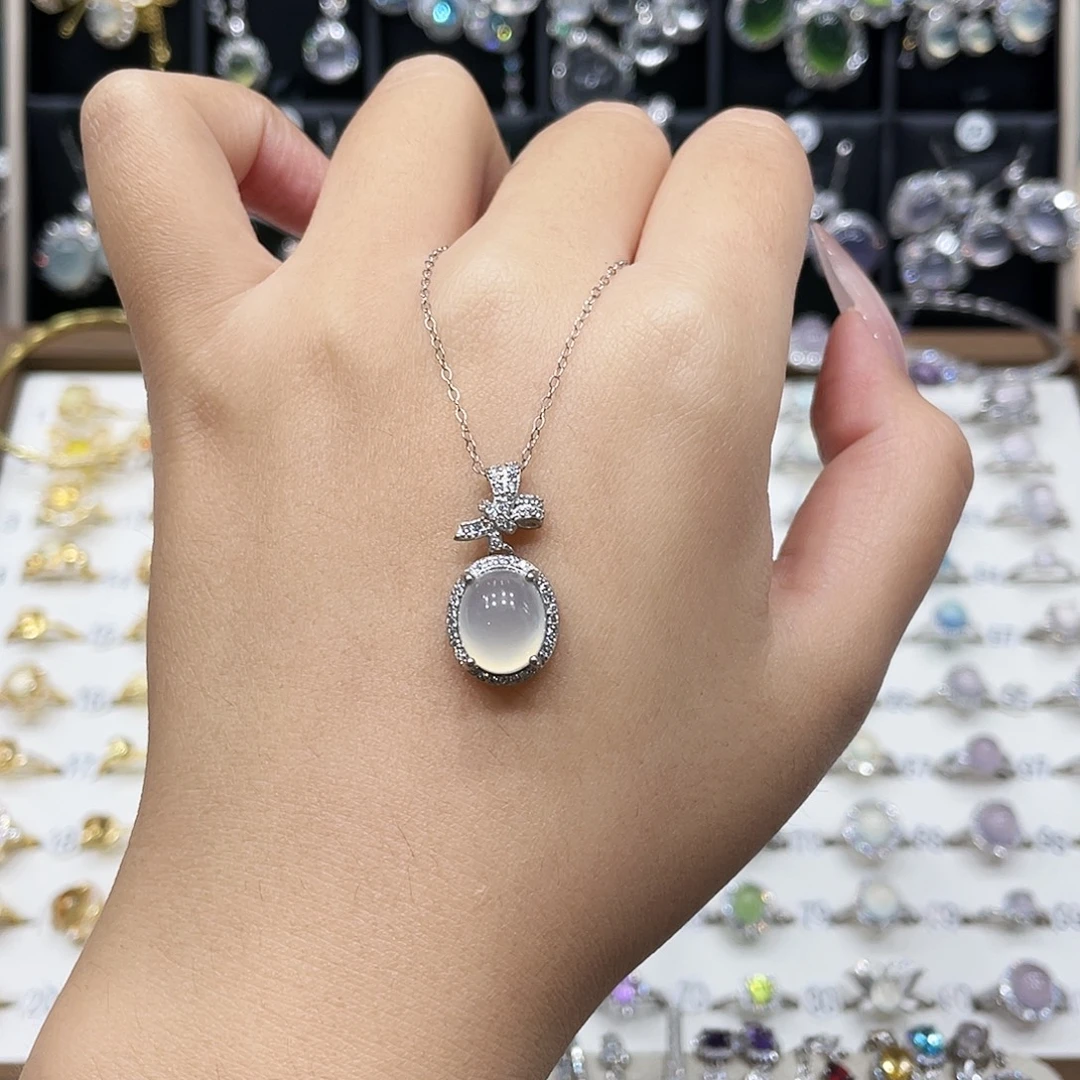 岫玉银S925镶嵌吊坠(赠链)