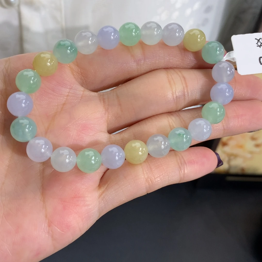翡翠未镶嵌手串卡8冰胶多宝手串