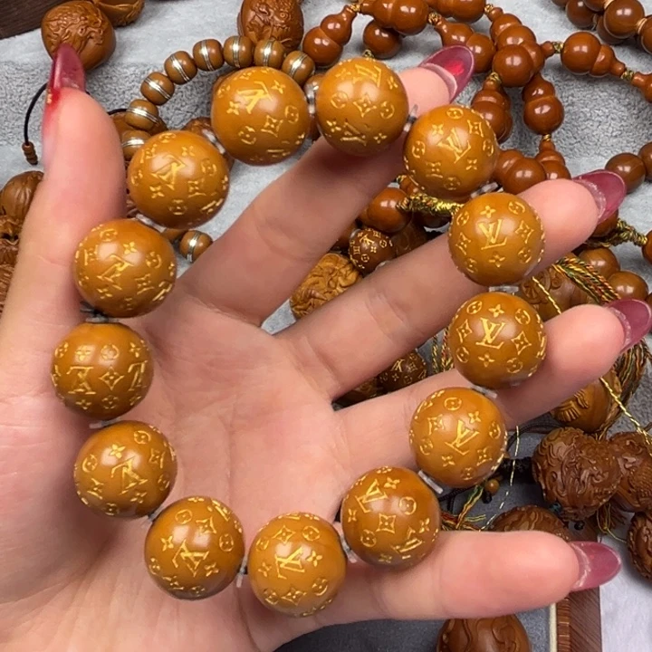 橄榄核手串/手链正圆光珠带雕刻