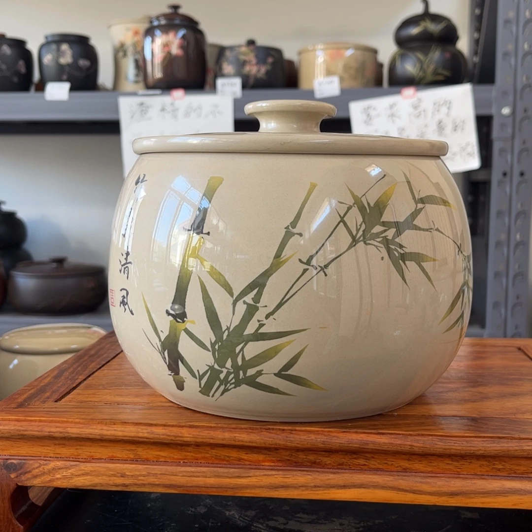 白泥水亮光存茶罐醒茶罐5饼200g