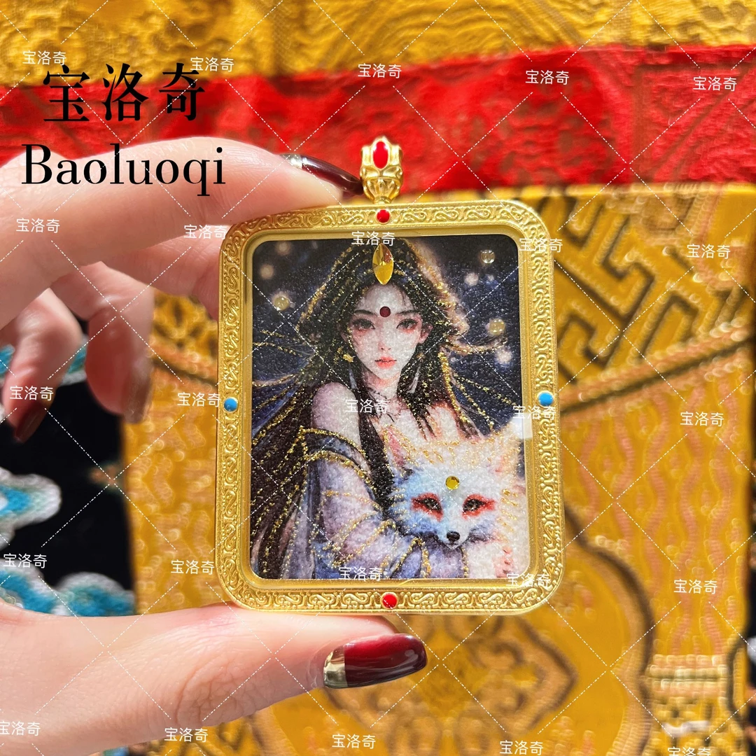 BLQTK-113 合金 兰灵九凤黑莲花五条手工手绘砂唐卡