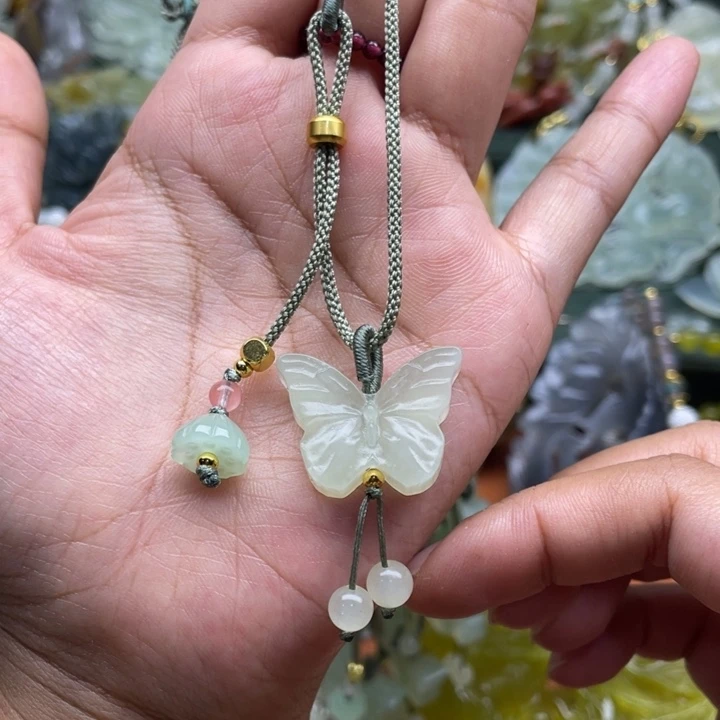 未镶嵌岫玉吊坠毛衣链锁骨链
